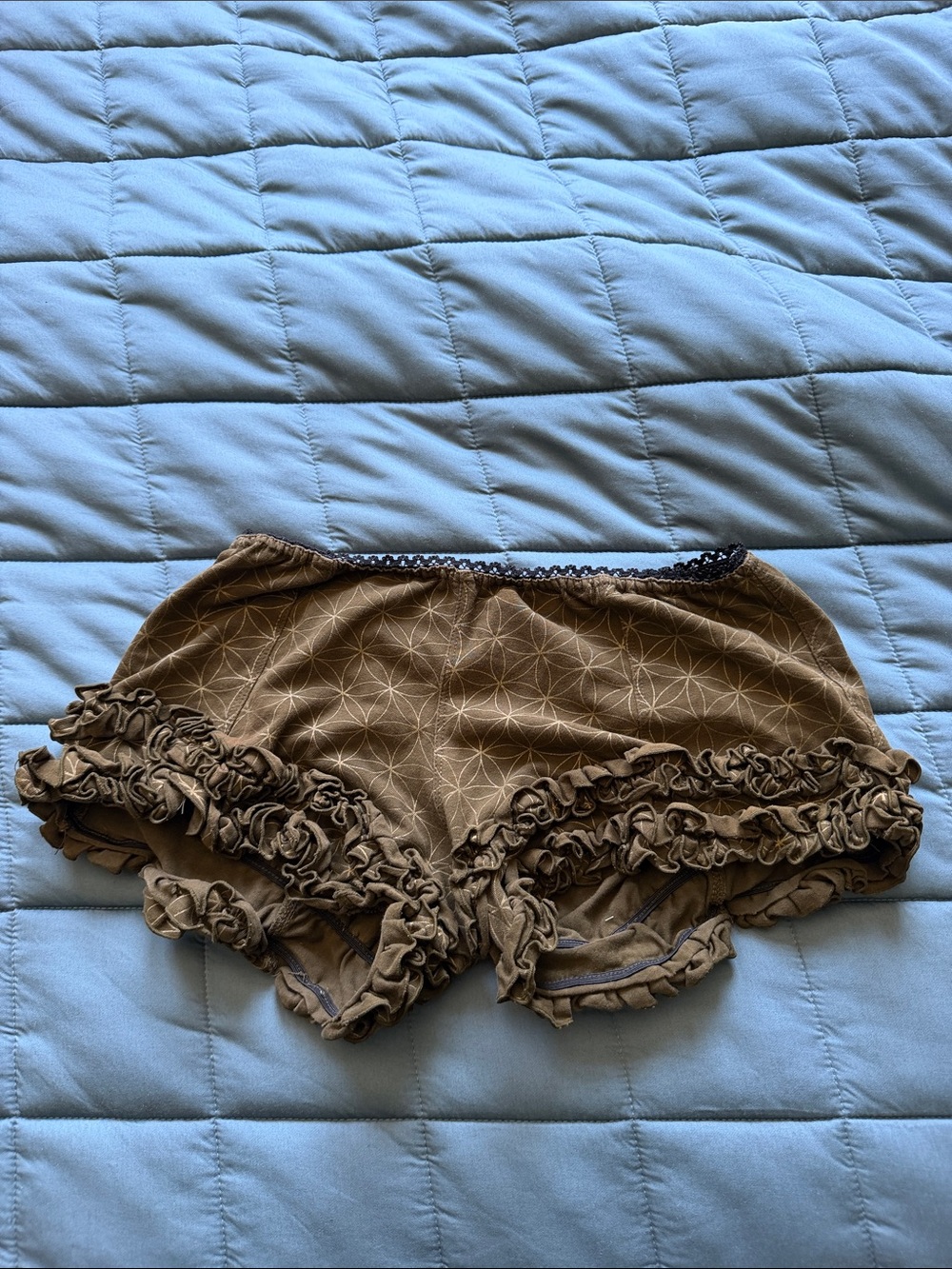 Ruffle-Trim Women's Sleep Shorts in Brown